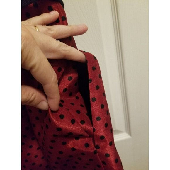 Danny And Nicole Dress Sz 8 Red With Black Polka Dots with black belt Pockets - Picture 6 of 12